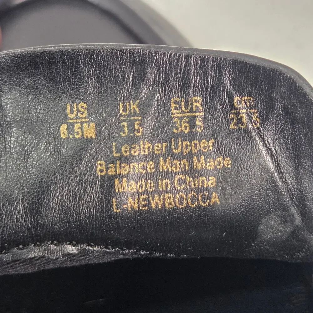 Franco Sarto New Bocca Black Leather Loafers Block Heel Womens 6.5M Slip On NWOT